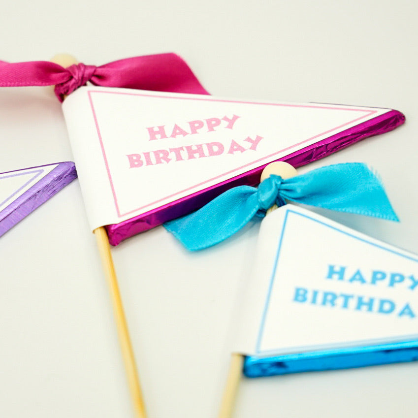 Milk Chocolate Happy Birthday Flags (Brights)